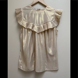 Corey Lynn Calter Gold Metallic Shirt Top